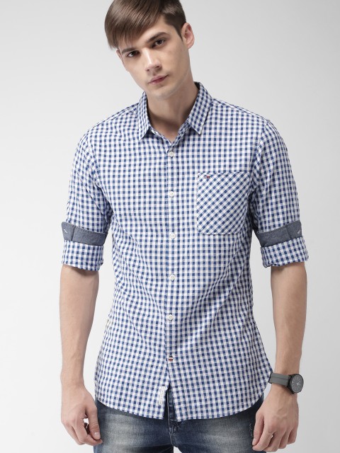 

Tommy Hilfiger Men Blue & White Slim Fit Checked Casual Shirt