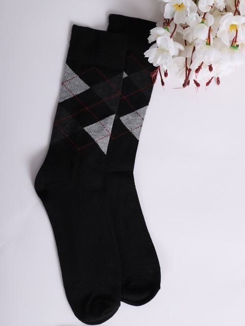 

Cantabil Men Pack Of 5 Black Cotton Patterned Calf Length Socks