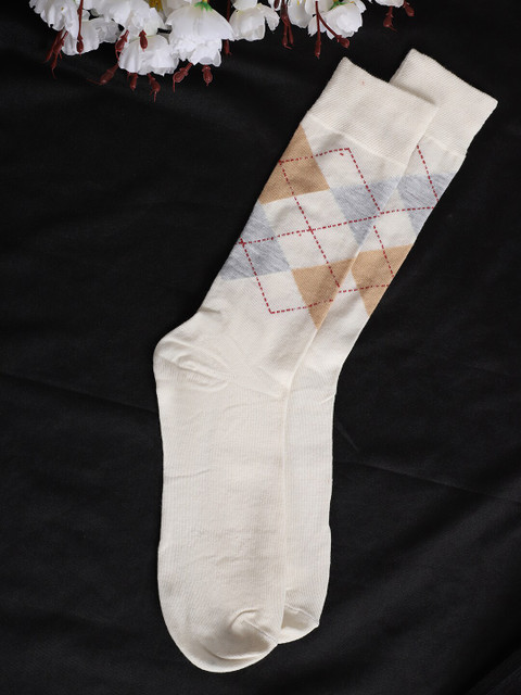 

Cantabil Men Pack Of 5 Patterned Cotton Above Ankle-Length Socks, Cream