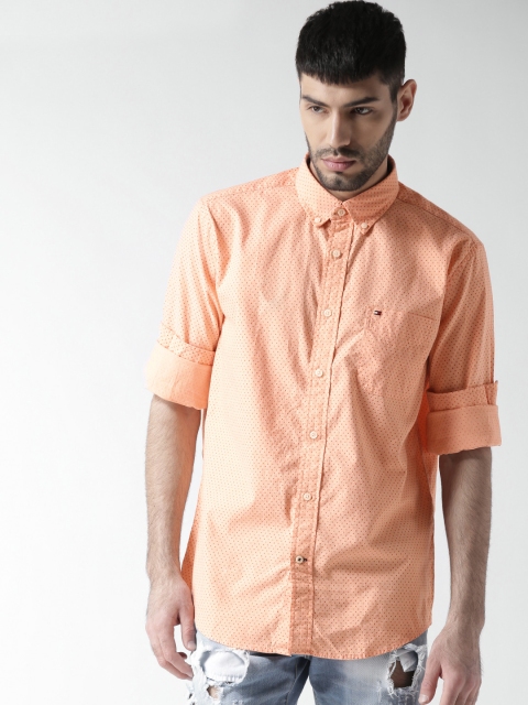 

Tommy Hilfiger Men Orange Classic Fit Printed Casual Shirt