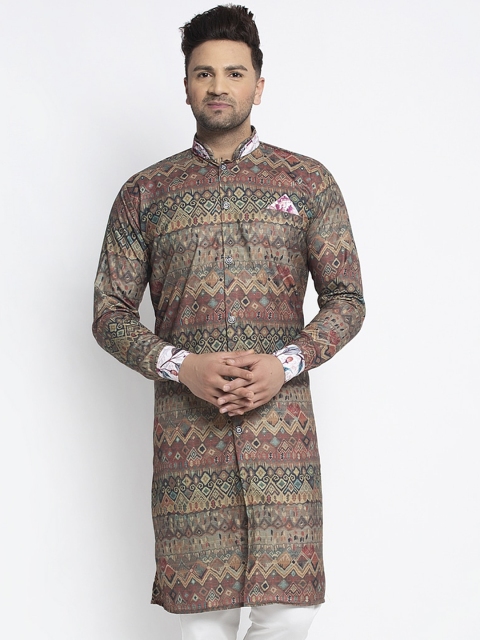 

Benstoke Men Multicoloured Floral Printed Thread Work Kurta, Multi