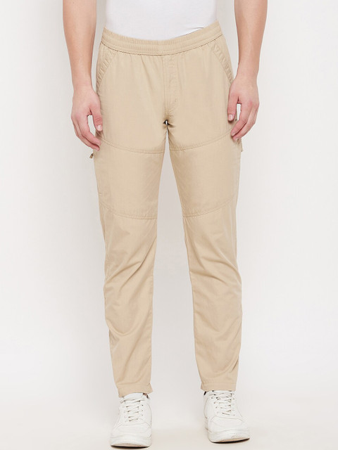 

Okane Men Beige Solid Cotton Track Pant