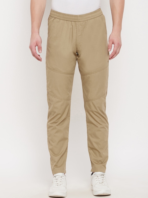 

Okane Men Camel Brown Solid Cotton Track Pants