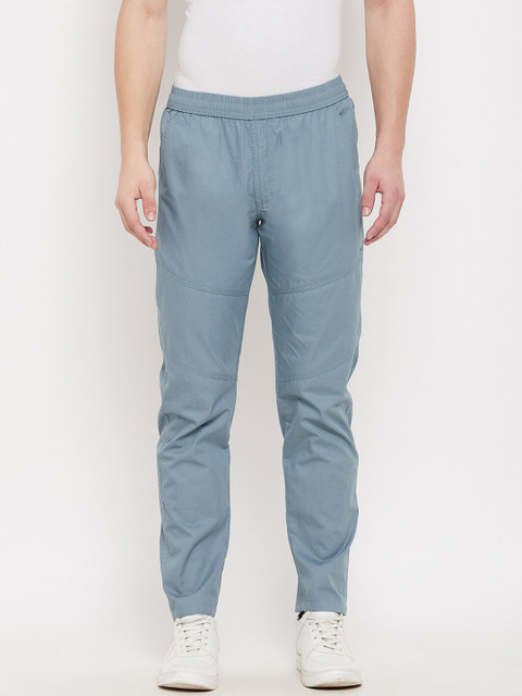 

Okane Men Blue Solid Cotton Track Pants
