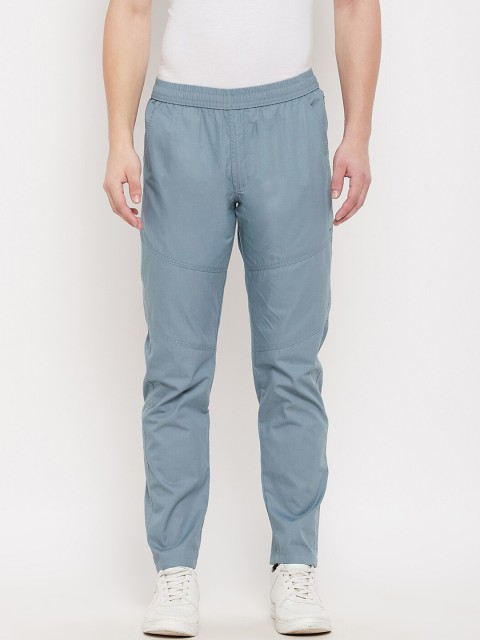 

Okane Men Blue Solid Cotton Track Pants