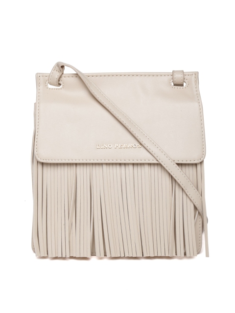 

Lino Perros Beige Fringed Sling Bag