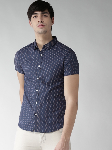 

FOREVER 21 Men Navy Printed Casual Shirt, Navy blue