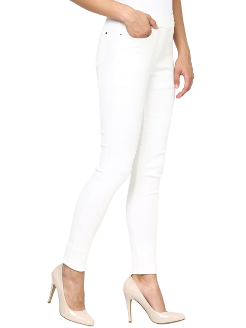 

Lakshita Women Off White Solid Skinny-Fit Cotton Jeggings