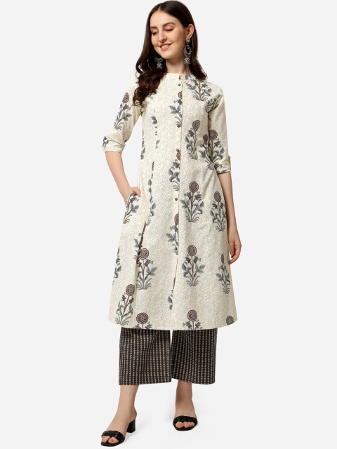 

MIRCHI FASHION Women Off White Printed Kurti with Palazzos
