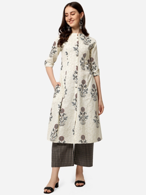

MIRCHI FASHION Women Off White Printed Kurti with Palazzos