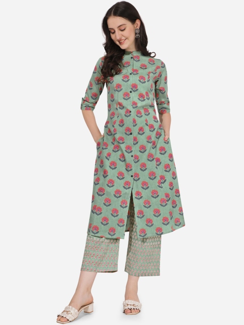 

MIRCHI FASHION Women Green Floral Printed Kurti with Palazzos