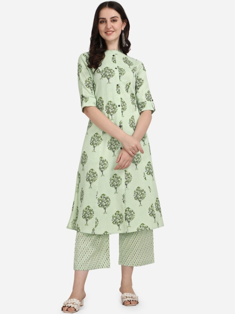 

MIRCHI FASHION Women Green Floral Printed Kurti with Palazzos
