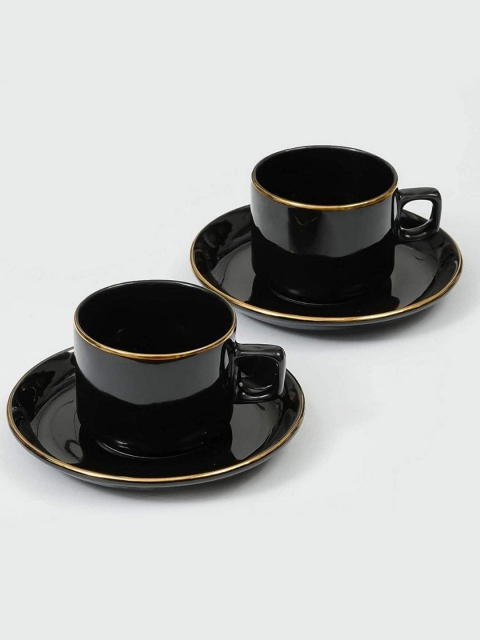 

Femora Black & Gold-Toned Solid Ceramic Glossy Cups Set of Cups and Mugs