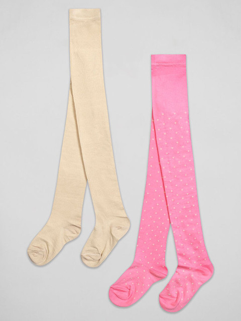 

Hopscotch Kids-Girls Pink & Beige Pack of 2 Knitted Stockings