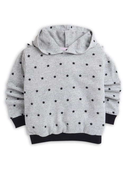 

Hopscotch Girls Grey Printed Hooded Sweatshirt