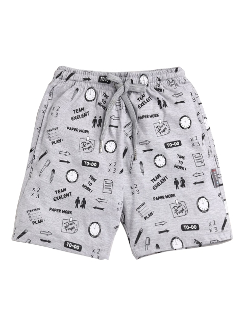 

Hopscotch Boys Grey Conversational Printed Shorts