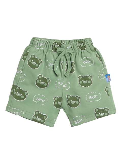 

Hopscotch Boys Green Printed Shorts