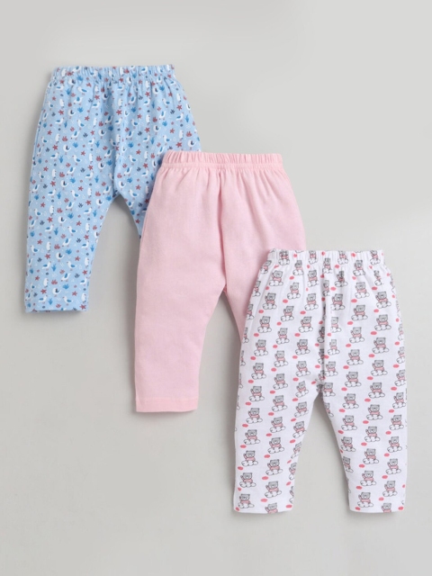 

Hopscotch Infant Girls Pack Of 3 Printed Cotton Track Pants, Blue