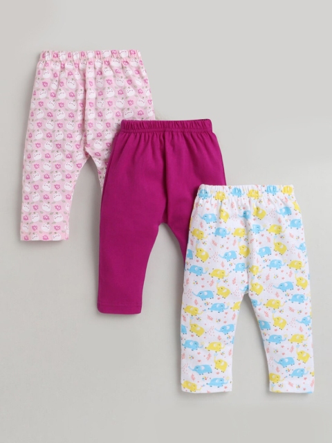 

Hopscotch Infants Girls Pack of 3 Pure Cotton Track Pants, Pink