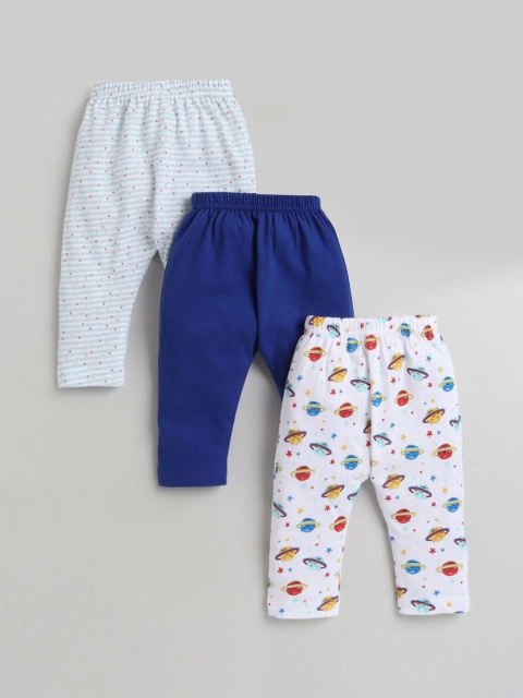 

Hopscotch Infant Boys Pack Of 3 Printed Cotton Track Pants, Blue