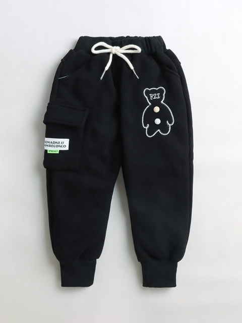 

Hopscotch Boys Black Graphic Printed Joggers