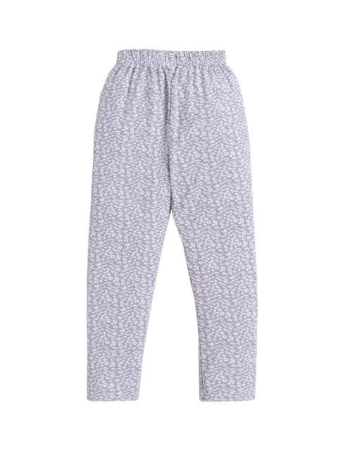 

Hopscotch Girls Grey & White Printed Cotton Leggings, Multi