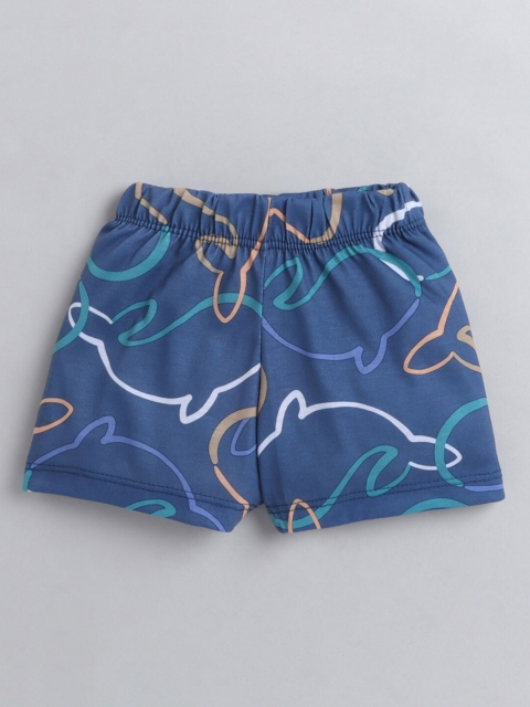 

Hopscotch Girls Blue Printed Shorts