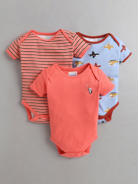 

Hopscotch Boys Pack of 3 Printed Cotton Bodysuits, Beige