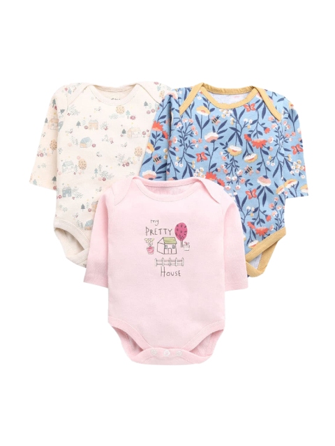 

Hopscotch Infant Girls Pack Of 3 All-Over Printed Bodysuit, Blue