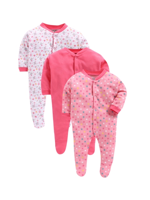 

Hopscotch Infant Pack Of 3 Printed Cotton Bodysuit, Pink