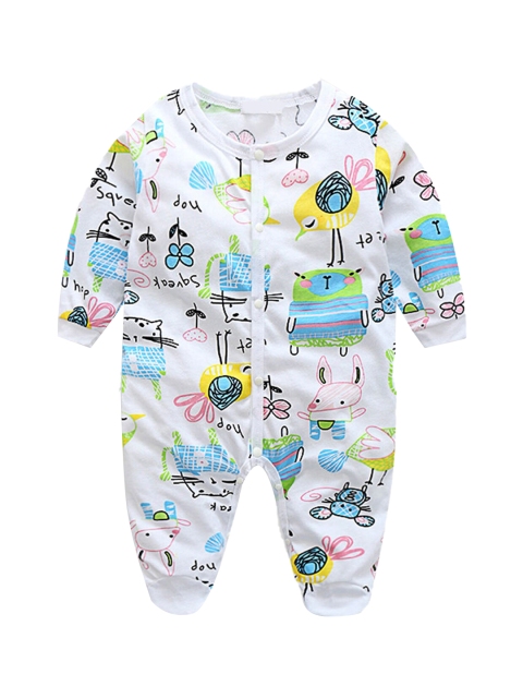 

Hopscotch Girls White Printed Cotton Bodysuit