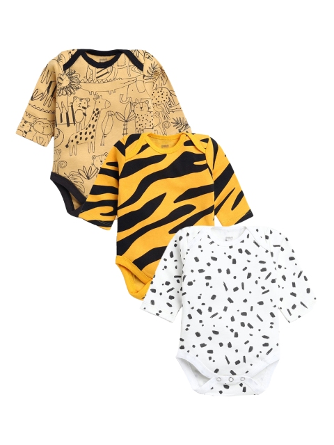 

Hopscotch Infant Pack Of 3 Printed Cotton Bodysuit, Yellow