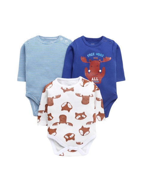 

Hopscotch Infants Boys Pack Of 3 Printed Cotton Bodysuit, Multi