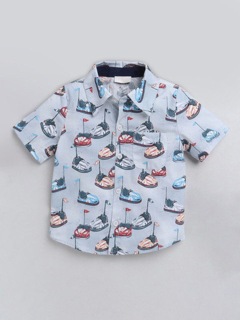 

Hopscotch Boys Blue Printed Casual Shirt