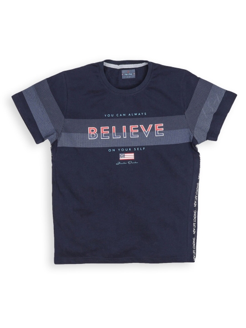 

Hopscotch Boys Blue Striped V-Neck T-shirt