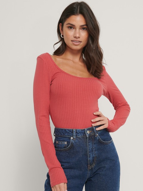 

NA-KD Coral Red Solid Top