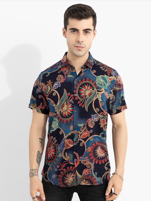 

Snitch Men Blue Slim Fit Printed Casual Shirt