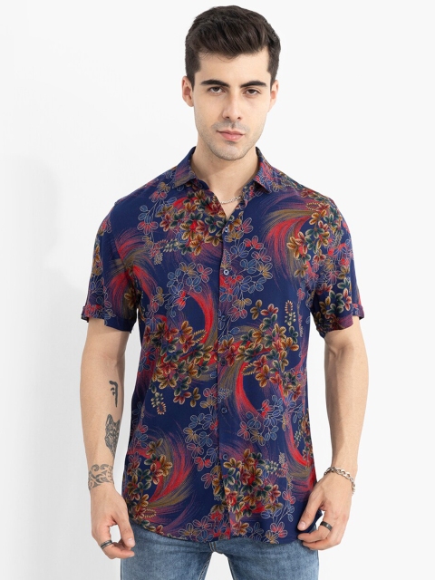 

Snitch Men Blue Slim Fit Floral Printed Casual Shirt