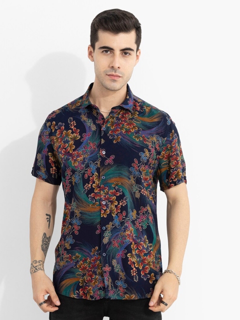 

Snitch Men Blue Slim Fit Printed Casual Shirt