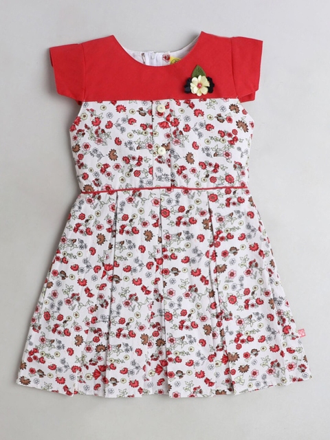 

Hopscotch Red Floral A-Line Dress