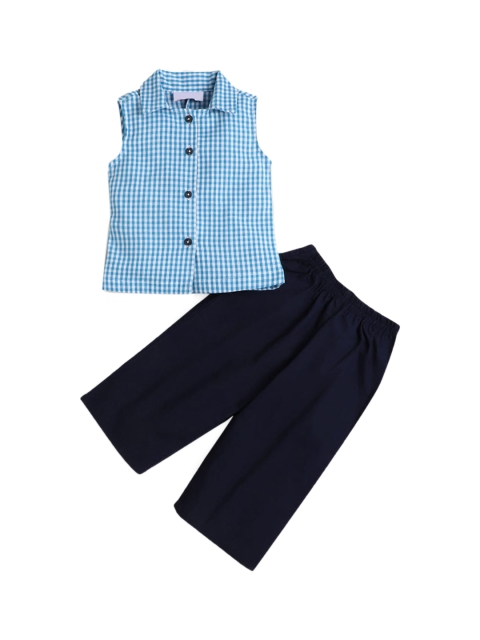

Hopscotch Girls Blue & Black Checked Top with Trousers