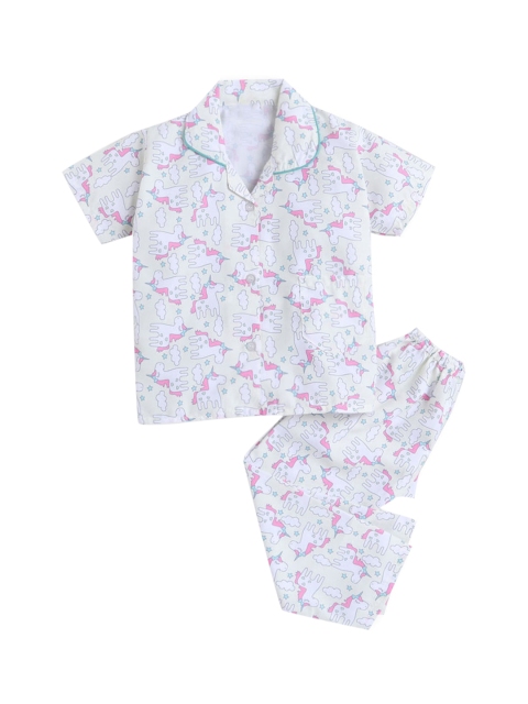

Hopscotch Girls Yellow Printed Night suit