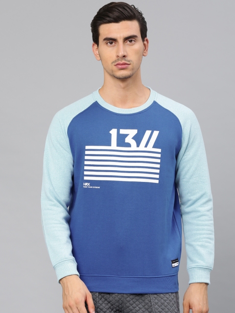 

HRX by Hrithik Roshan Men Blue Printed Sweatshirt