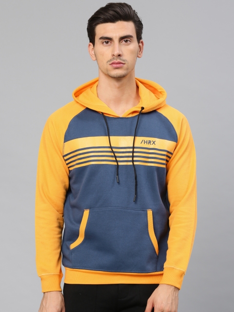 

HRX by Hrithik Roshan Men Blue & Yellow Striped Sweatshirt