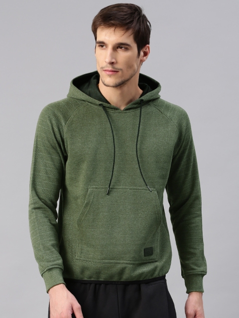 

HRX by Hrithik Roshan Men Olive Green Solid Hooded Sweatshirt
