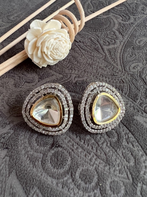 

Ishhaara Silver-Toned Triangular Studs Earrings