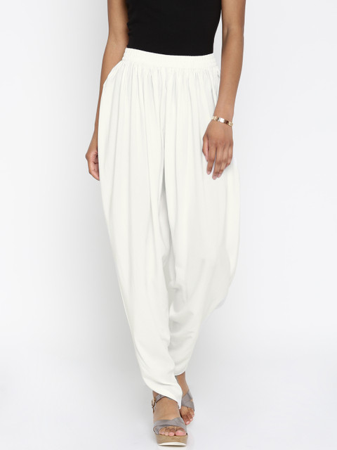 

Global Desi Women Off-White Regular Fit Solid Regular Trousers