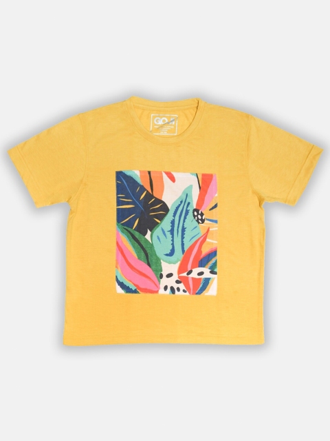 

GOJI Kids Mustard Yellow V-Neck T-shirt