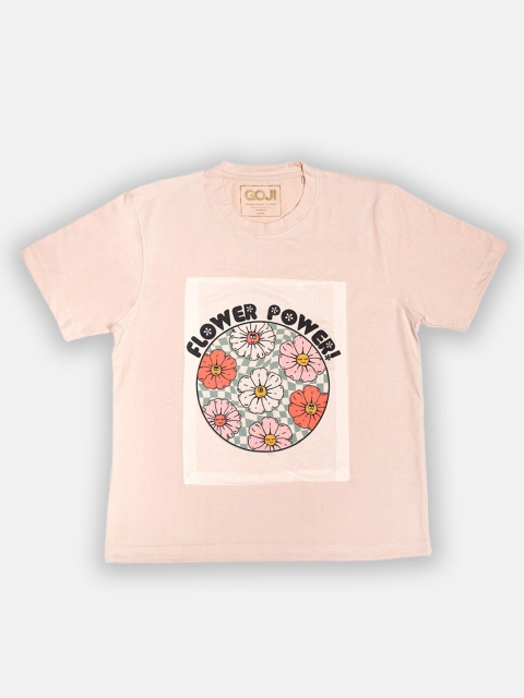 

GOJI Kids Peach-Coloured Striped Polo Collar T-shirt