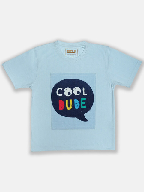 

GOJI Kids Blue Typography Printed T-shirt